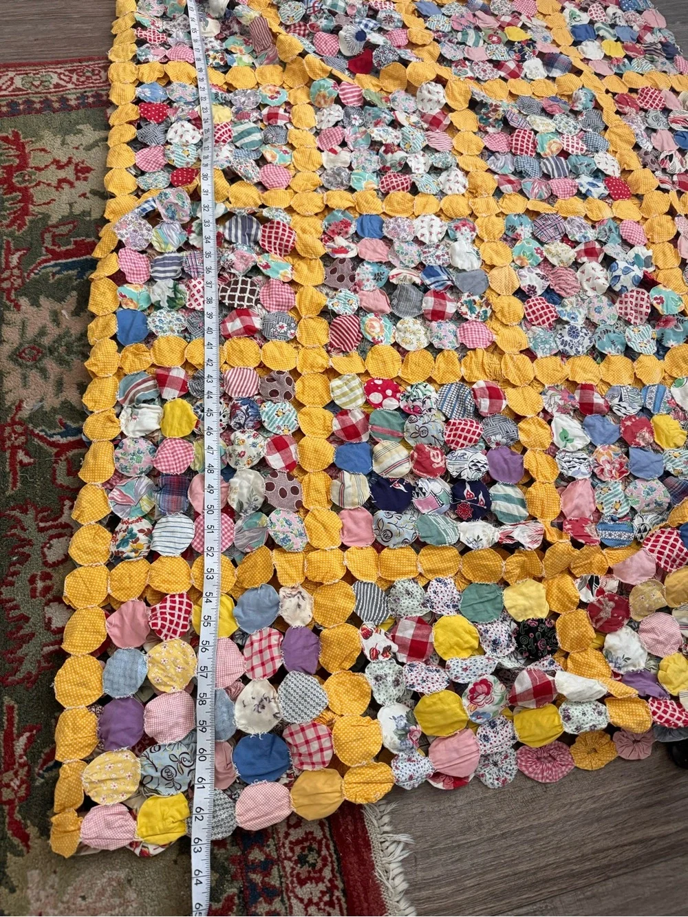 Vintage Handmade YoYo Quilt